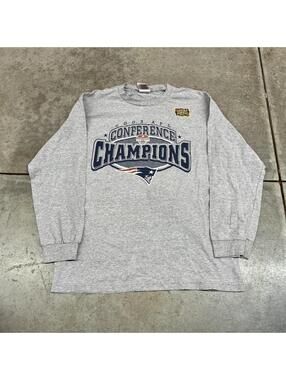 vintage new england patriots super bowl champions grey shirt size large